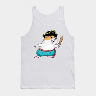 Hamster as Pirate with Sword and Pirate hat Tank Top